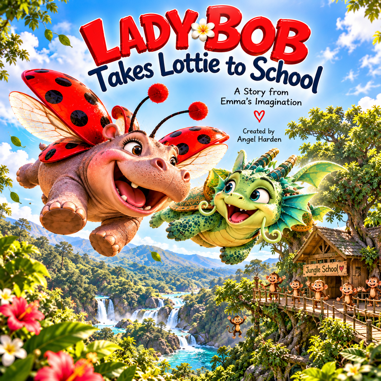 Lady Bob Takes Lottie to School book cover by Angel Harden